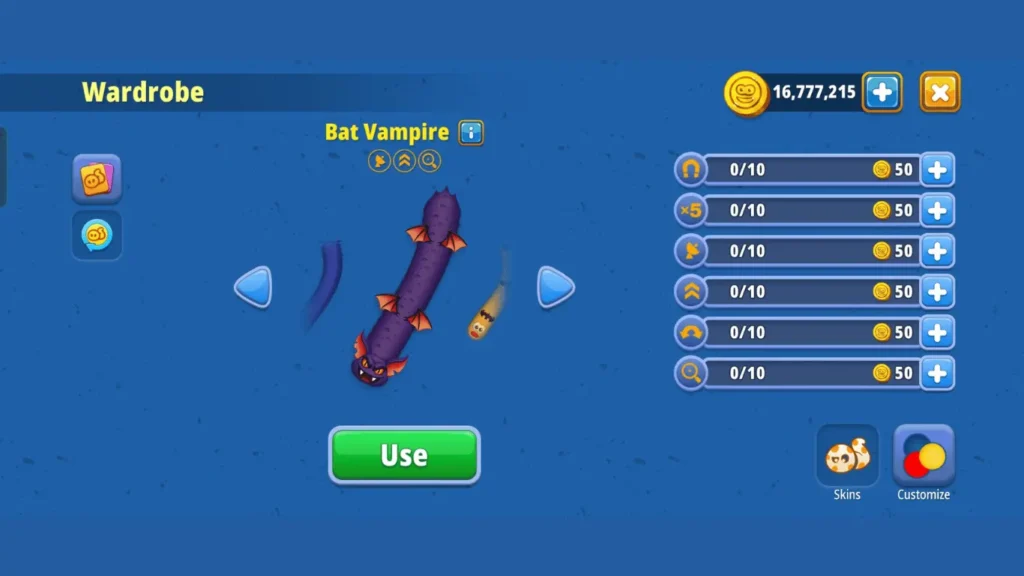 Top 11 Best Skins To Win The Game in Worms Zone.io Bat Vampire Skin